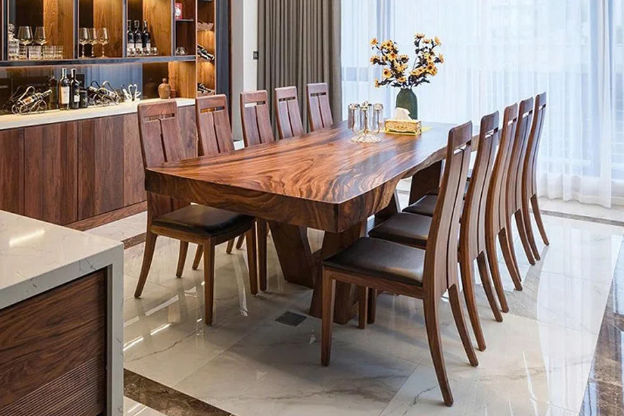 B&agrave;n ăn gỗ &oacute;c ch&oacute; 8 ghế nguy&ecirc;n tấm mang vẻ đẹp tự nhi&ecirc;n v&agrave; đẳng cấp