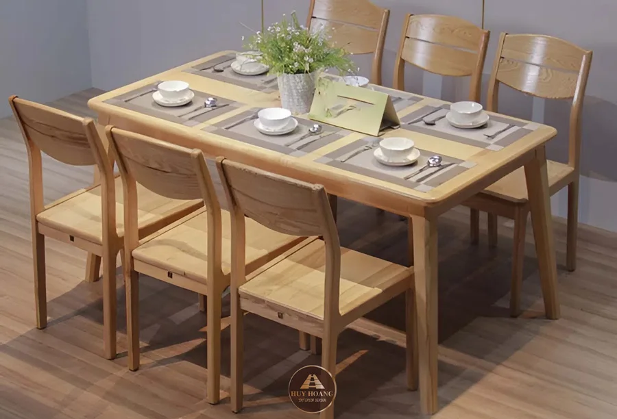 b&agrave;n ăn gỗ sồi 6 ghế