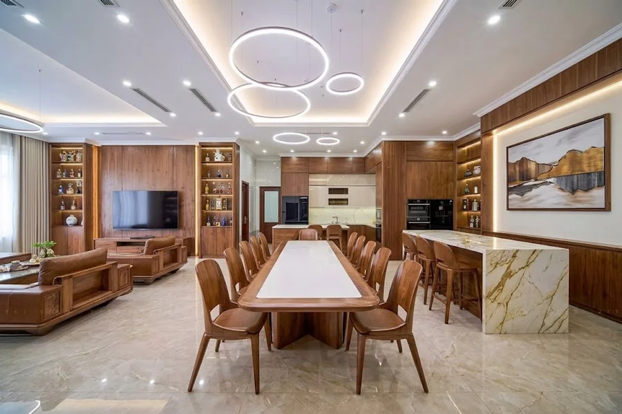 b&agrave;n ăn gỗ &oacute;c ch&oacute; h&igrave;nh chữ nhật