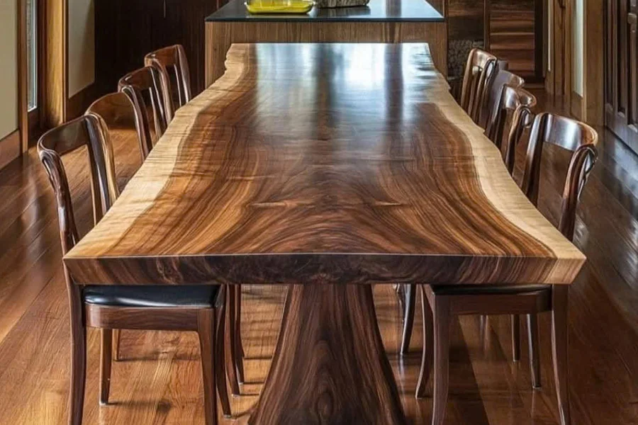 Vẻ đẹp mộc mạc v&agrave; sang trọng của b&agrave;n ăn gỗ &oacute;c ch&oacute; nguy&ecirc;n tấm