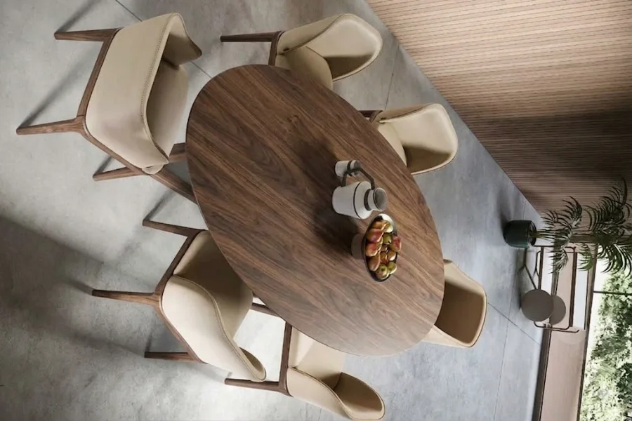 k&iacute;ch thước b&agrave;n ăn Oval gỗ &oacute;c ch&oacute;