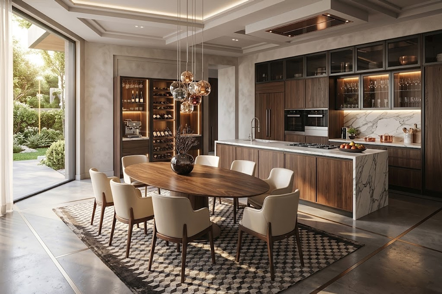 Bàn Ăn Gỗ Óc Chó Hình Oval : Đỉnh Cao Thẩm Mỹ Organic Curve