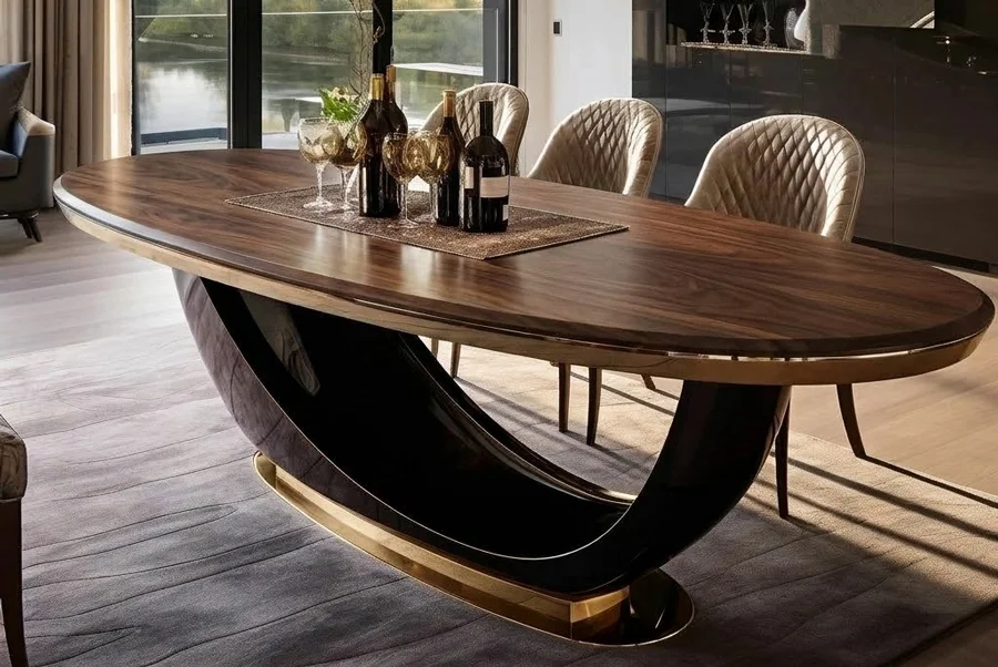 B&agrave;n ăn oval gỗ &oacute;c ch&oacute; phong c&aacute;ch Luxury