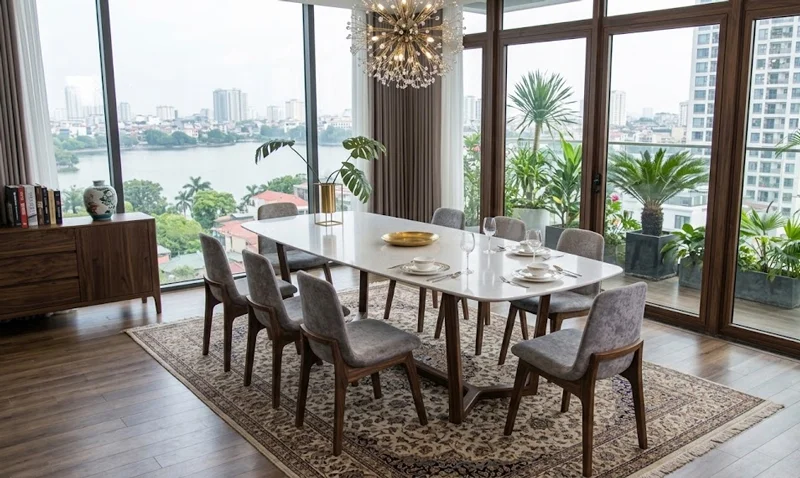 Mẫu b&agrave;n ghế ăn c&oacute; ch&acirc;n b&agrave;n độc đ&aacute;o