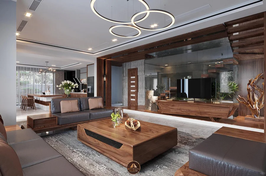 Mẫu b&agrave;n tr&agrave; sofa chữ nhật gỗ &oacute;c ch&oacute;