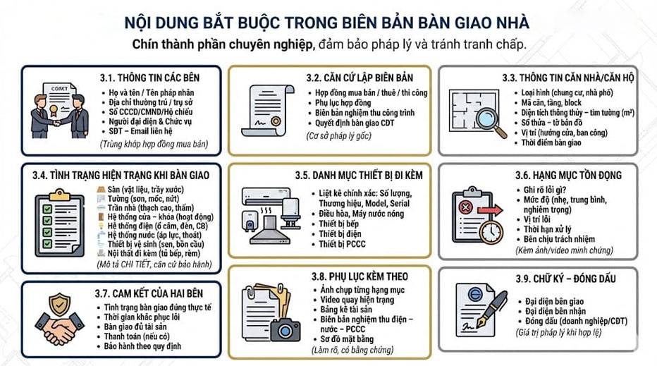 Những hạng mục bắt buộc cần c&oacute; trong checklist b&agrave;n giao nh&agrave; th&ocirc;
