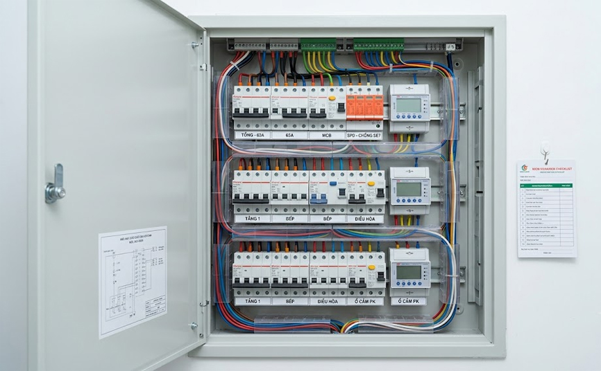 Aptomat tổng kết hợp c&aacute;c Aptomat nh&aacute;nh để ph&acirc;n phối điện cho từng mạch