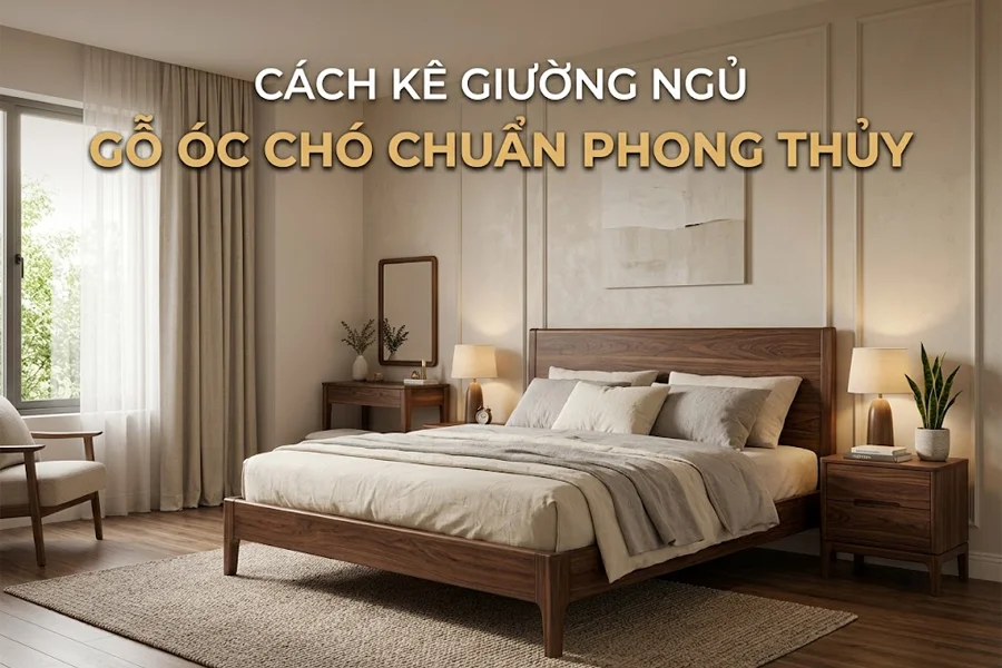 Cách Kê Giường Gỗ Óc Chó Chuẩn Phong Thuỷ Thu Hút Vượng Khí
