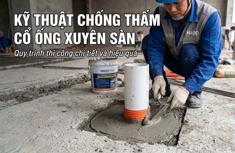 Quy trình thi công đúng kỹ thuật chống thấm cổ ống xuyên sàn