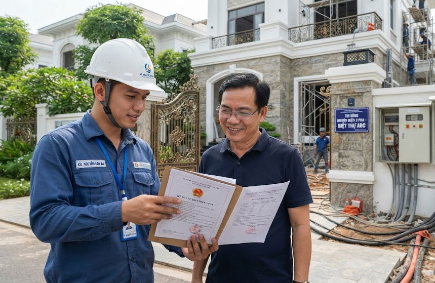 T&igrave;m hiểu quy tr&igrave;nh xin cấp ph&eacute;p thi c&ocirc;ng điện 3 pha cho biệt thự