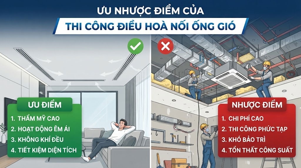T&igrave;m hiểu những ưu nhược điểm của điều ho&agrave; nối ống gi&oacute; trước khi quyết định thi c&ocirc;ng