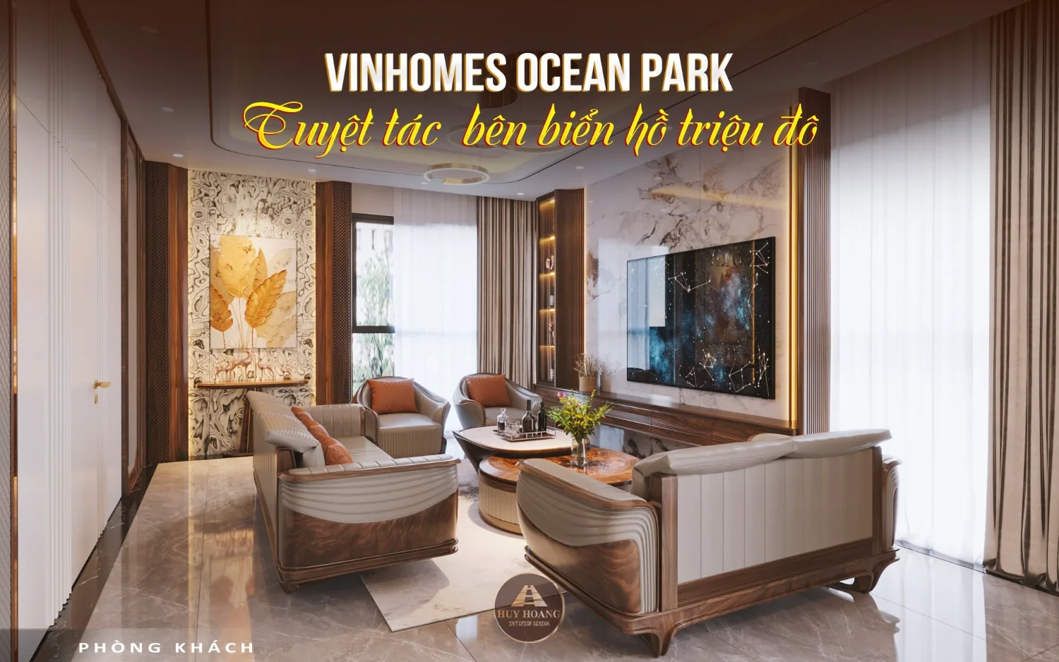 Thiết kế thi công nội thất gỗ óc chó Vinhomes Ocean Park
