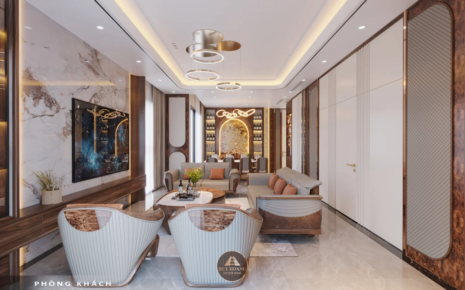 Thiết kế thi công nội thất gỗ óc chó Vinhomes Ocean Park