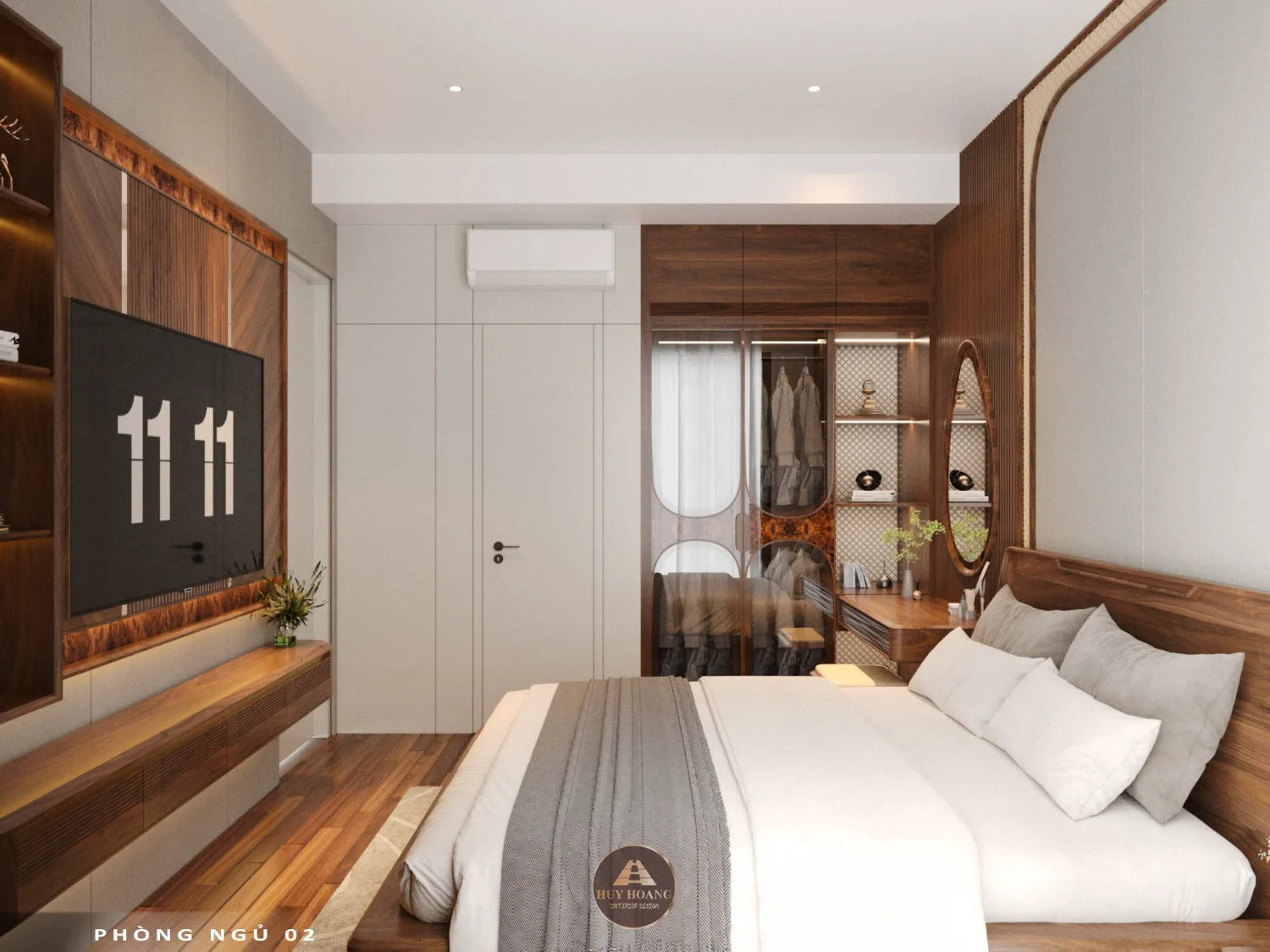 Thiết kế thi công nội thất gỗ óc chó Vinhomes Ocean Park