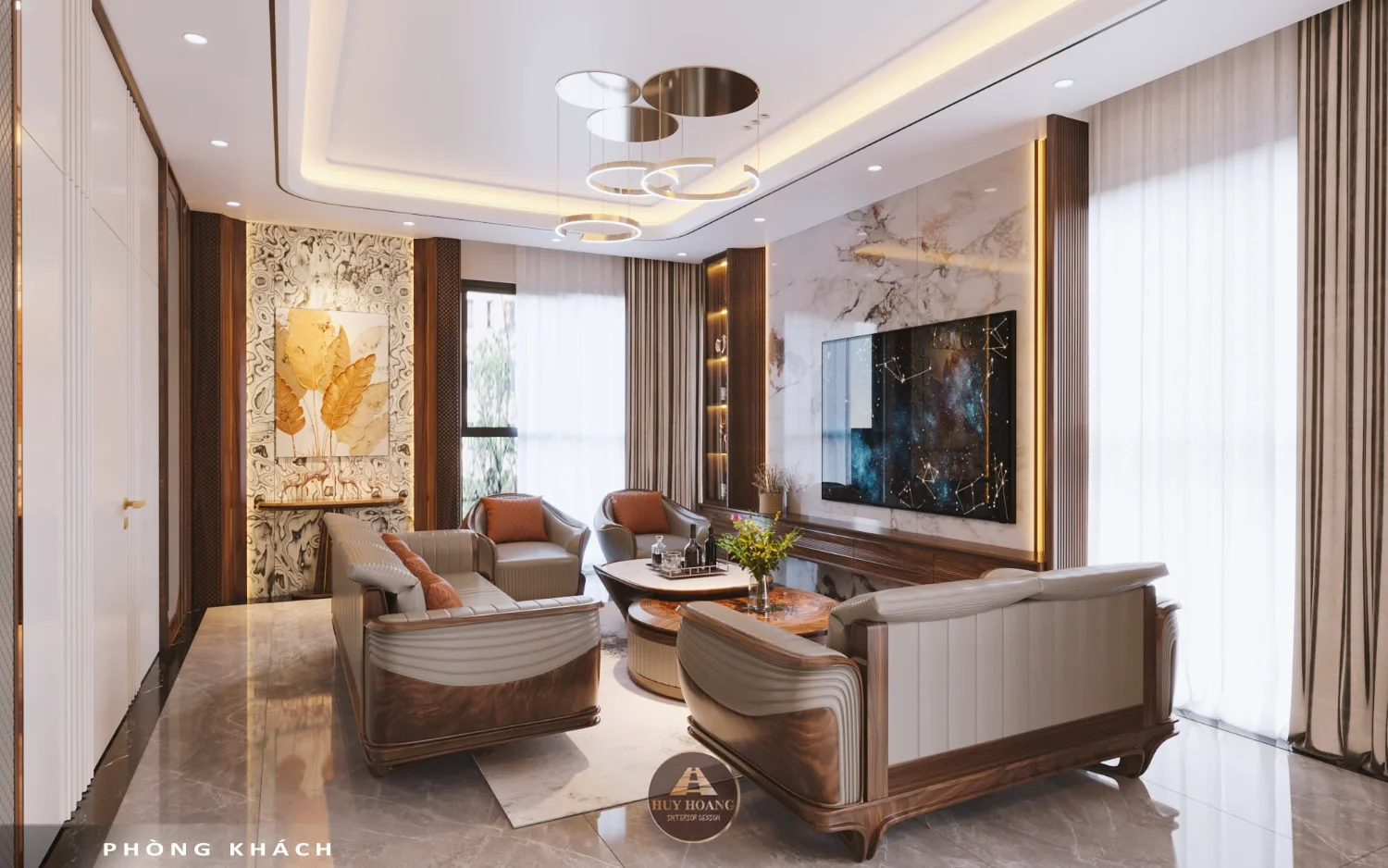 Thiết kế thi công nội thất gỗ óc chó Vinhomes Ocean Park