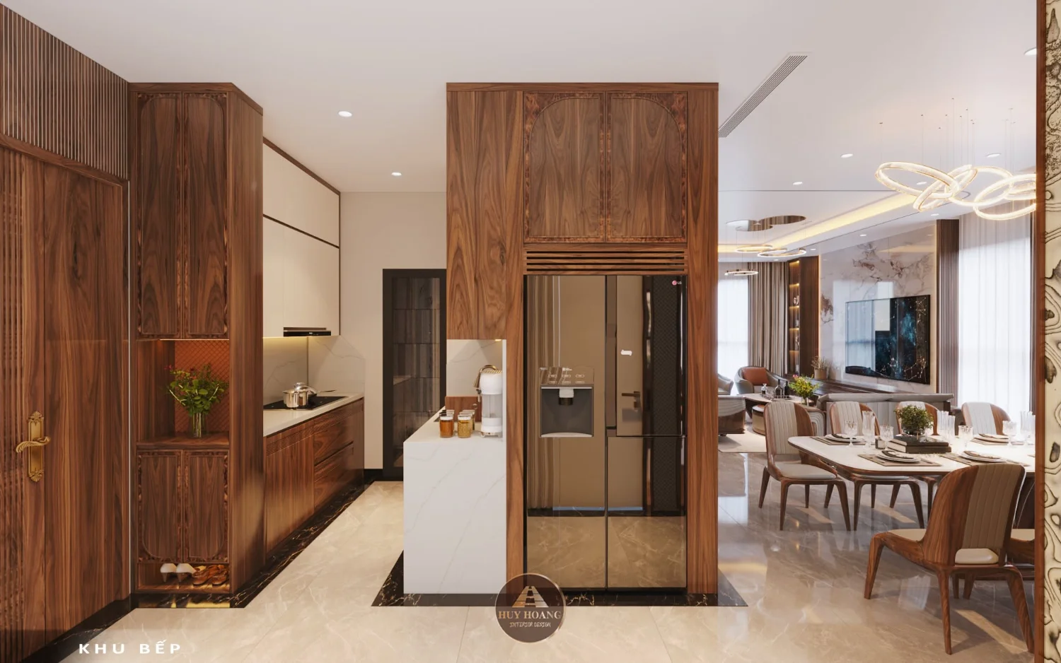 Thiết kế thi công nội thất gỗ óc chó Vinhomes Ocean Park