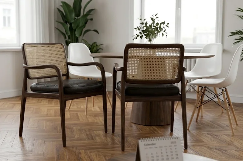 Sự kết hợp giữa gỗ &oacute;c ch&oacute; v&agrave; m&acirc;y đan thủ c&ocirc;ng tạo n&ecirc;n n&eacute;t đẹp tinh tế v&agrave; đầy nghệ thuật