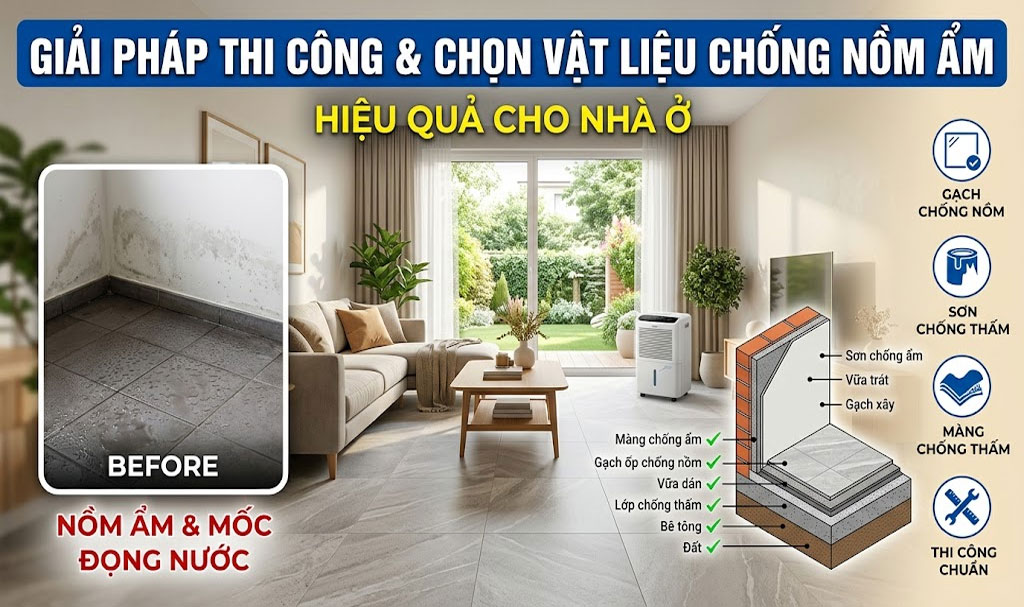 Giải pháp thi công và chọn vật liệu chống nồm ẩm hiệu quả