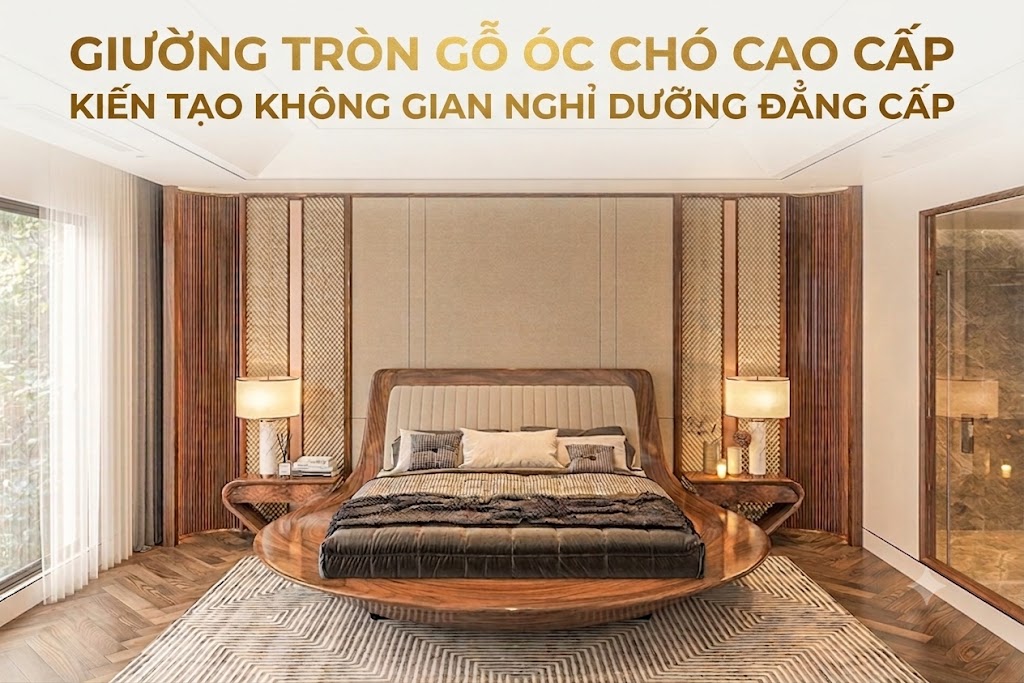 Giường tr&ograve;n gỗ &oacute;c ch&oacute; lựa chọn ho&agrave;n hảo cho ph&ograve;ng ngủ cao cấp