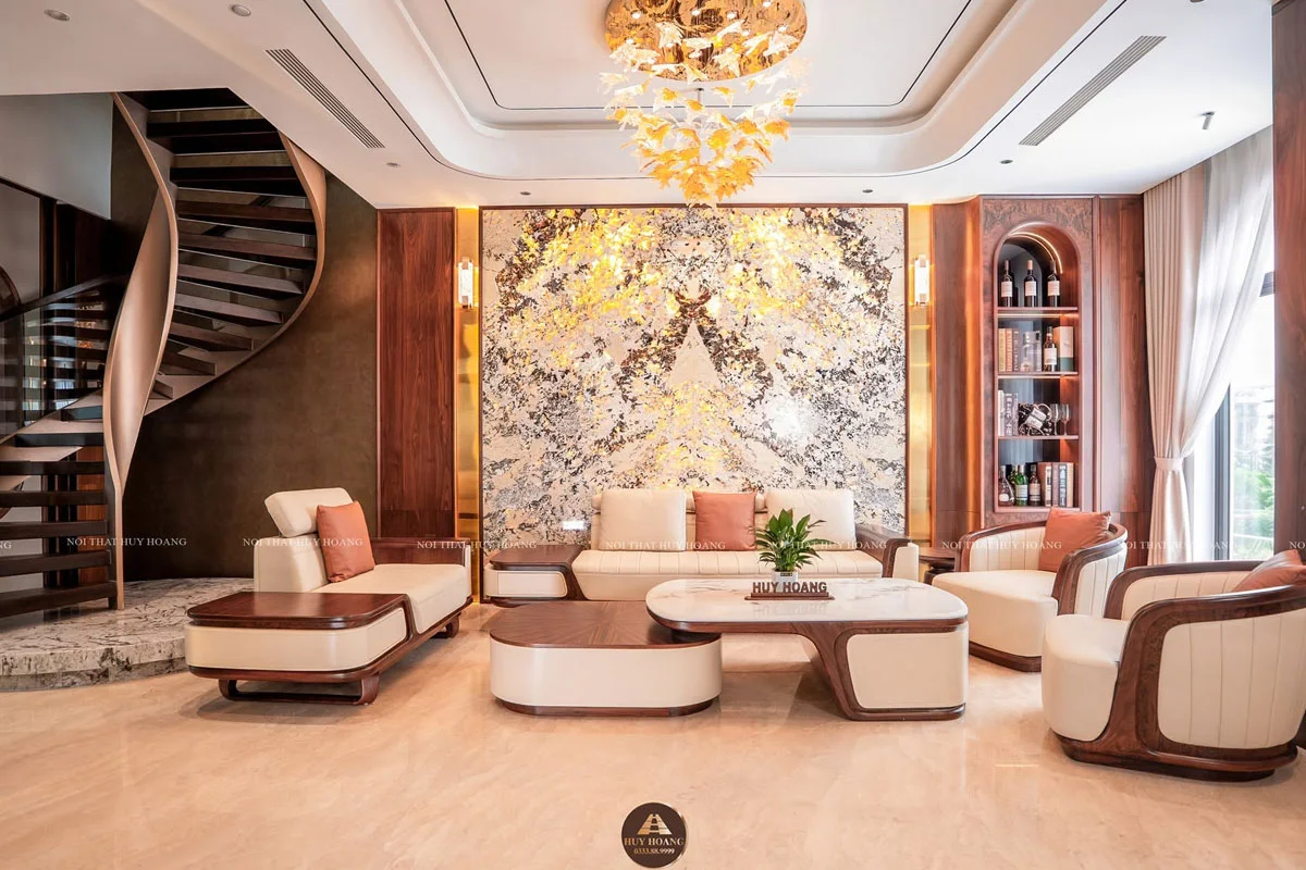 Sofa gỗ &oacute;c ch&oacute; t&acirc;m điểm sang trọng định h&igrave;nh phong c&aacute;ch ph&ograve;ng kh&aacute;ch