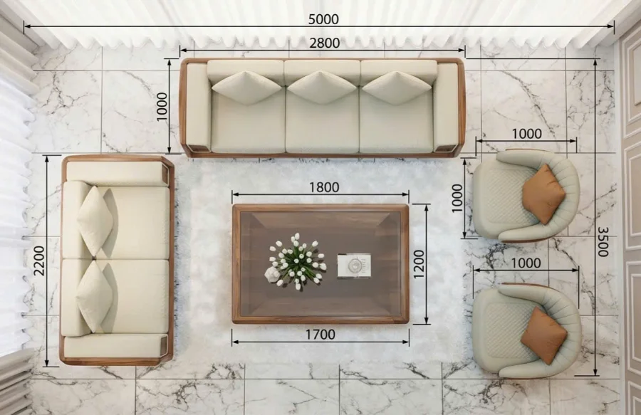 K&iacute;ch thước bộ sofa gỗ &oacute;c ch&oacute; chữ U
