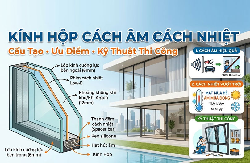 Kính Hộp Cách Âm Cách Nhiệt: Cấu Tạo, Ưu Điểm Và Kỹ Thuật Thi Công