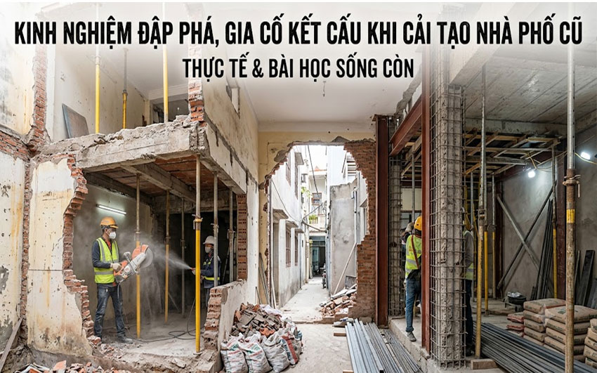 Kinh nghiệm đập ph&aacute; gia cố kết cấu khi cải tạo nh&agrave; phố cũ