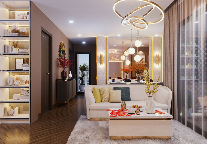 Nội thất gỗ &oacute;c ch&oacute; ho&agrave;n thiện trong căn hộ cao cấp Vinhomes