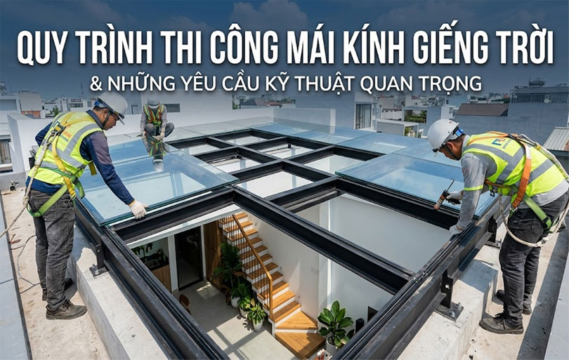 Quy Trình Thi Công Mái Kính Giếng Trời Và Những Yêu Cầu Kỹ Thuật