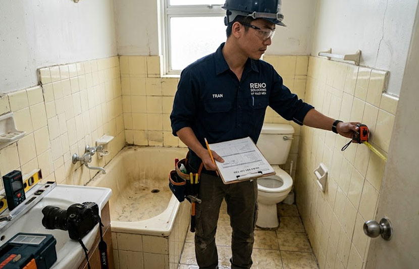 Khảo s&aacute;t hiện trạng l&agrave; bước đầu ti&ecirc;n trước khi mở rộng ph&ograve;ng tắm