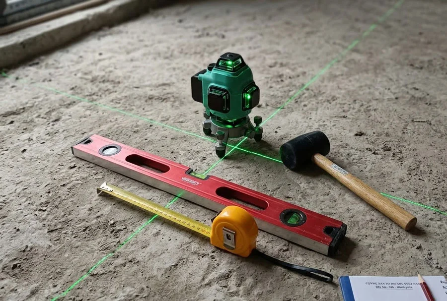 Chuẩn bị đầy đủ dụng cụ gi&uacute;p nghiệm thu cốt nền ch&iacute;nh x&aacute;c hơn
