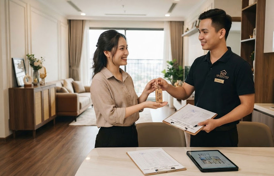Hướng dẫn nghiệm thu v&agrave; b&agrave;n giao ch&igrave;a kh&oacute;a sau thi c&ocirc;ng nội thất