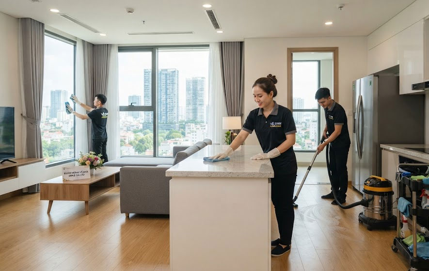 Vệ sinh v&agrave; ho&agrave;n thiện hiện trạng căn hộ trước khi b&agrave;n giao cho gia chủ