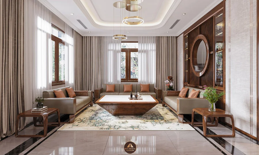 thiết kế nội thất gỗ &oacute;c ch&oacute; cho biệt thự