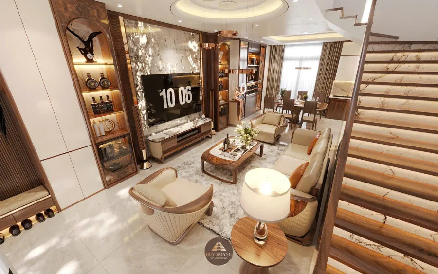 xu hướng ph&ograve;ng bếp liền ph&ograve;ng kh&aacute;ch gỗ &oacute;c ch&oacute;