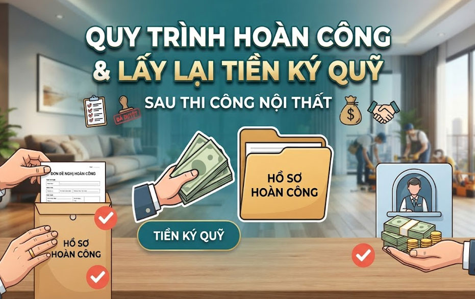 T&igrave;m hiểu quy tr&igrave;nh ho&agrave;n c&ocirc;ng v&agrave; lấy lại tiền k&yacute; quỹ sau thi c&ocirc;ng nội thất