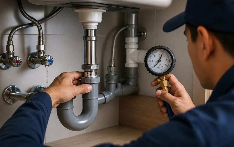 Kiểm tra r&ograve; rỉ đường ống cấp tho&aacute;t nước bếp