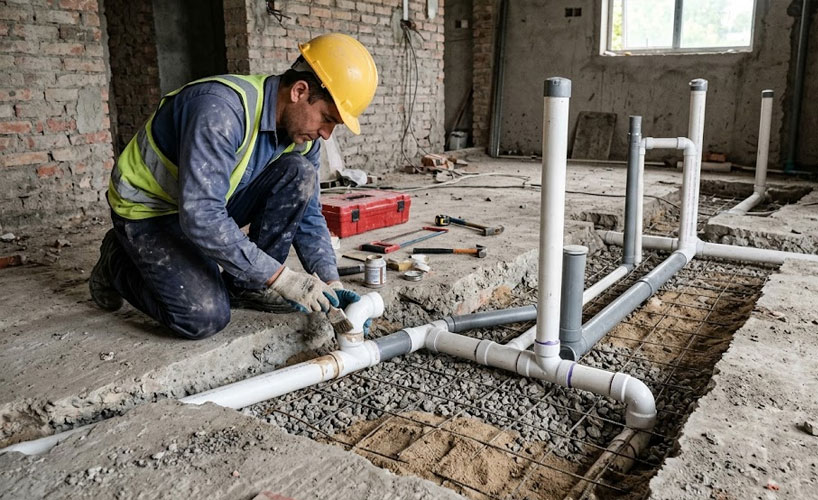 Đường ống &acirc;m s&agrave;n cần được khảo s&aacute;t cao độ v&agrave; kiểm so&aacute;t kỹ trước khi thi c&ocirc;ng