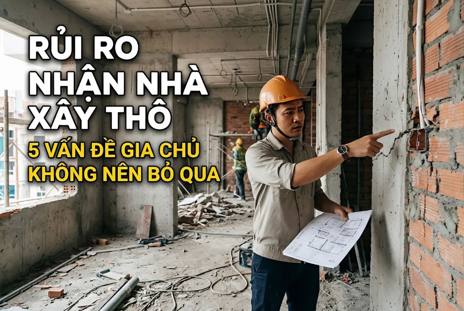 5 rủi ro gia chủ kh&ocirc;ng n&ecirc;n bỏ qua khi nhận nh&agrave; x&acirc;y th&ocirc;