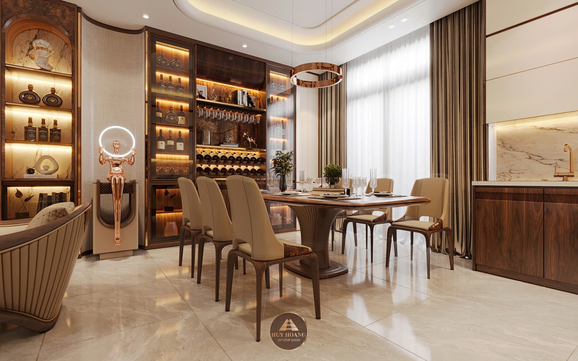 Bộ bàn ăn gỗ óc chó Savilon 30