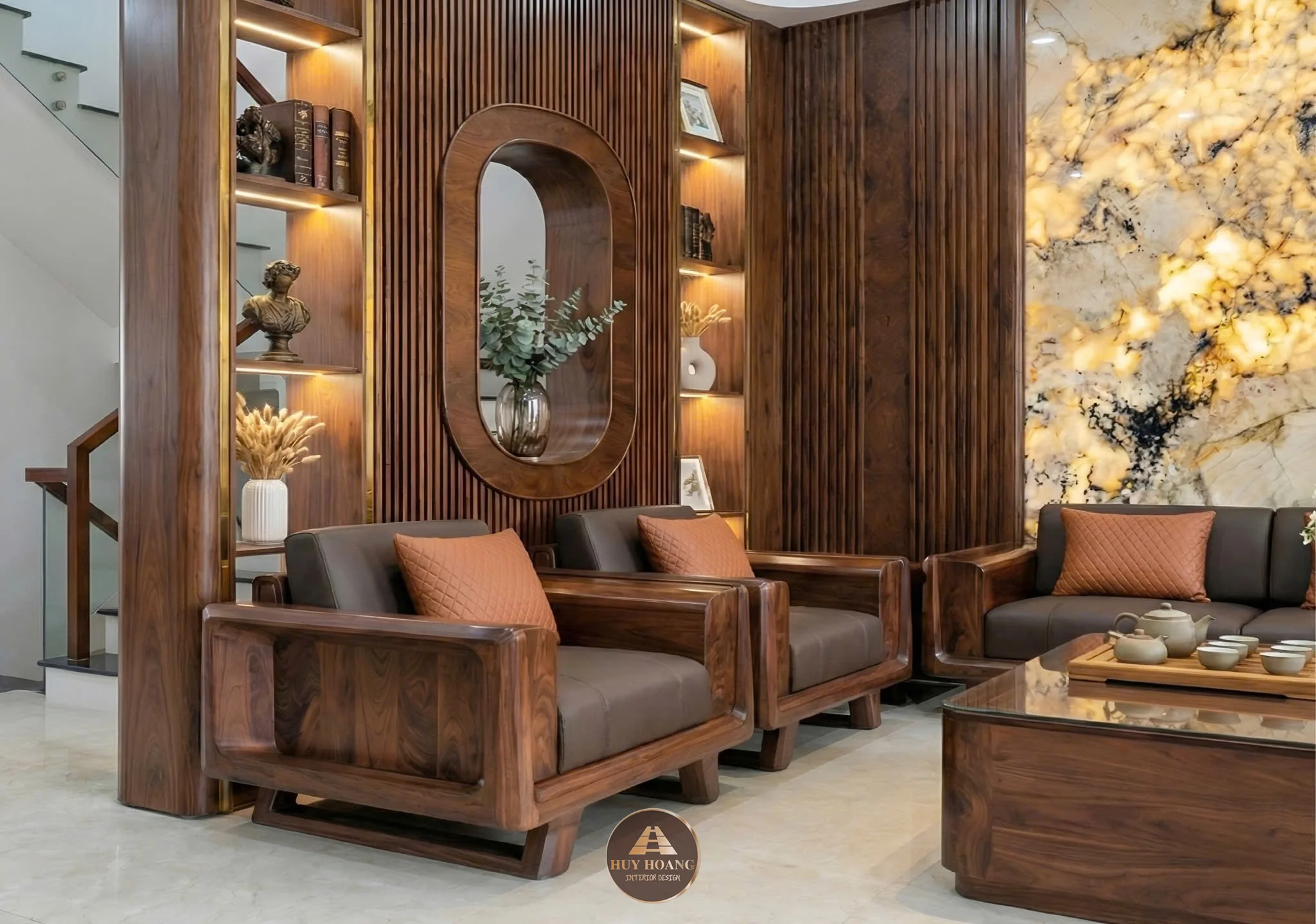 Bộ sofa gỗ óc chó Avalon Royal King