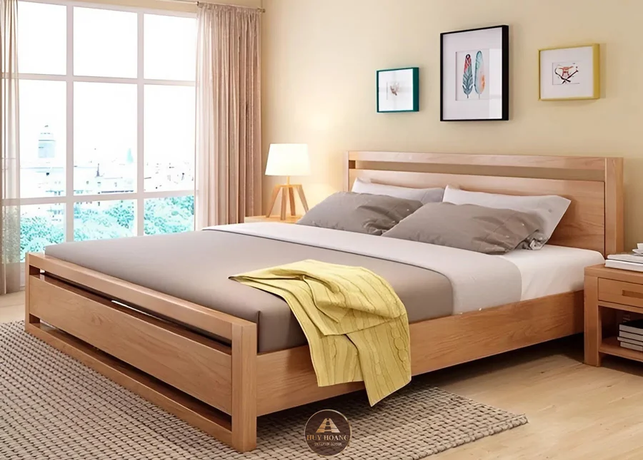 Giường gỗ sồi mang vẻ đẹp trẻ trung tinh tế v&agrave; hiện đại