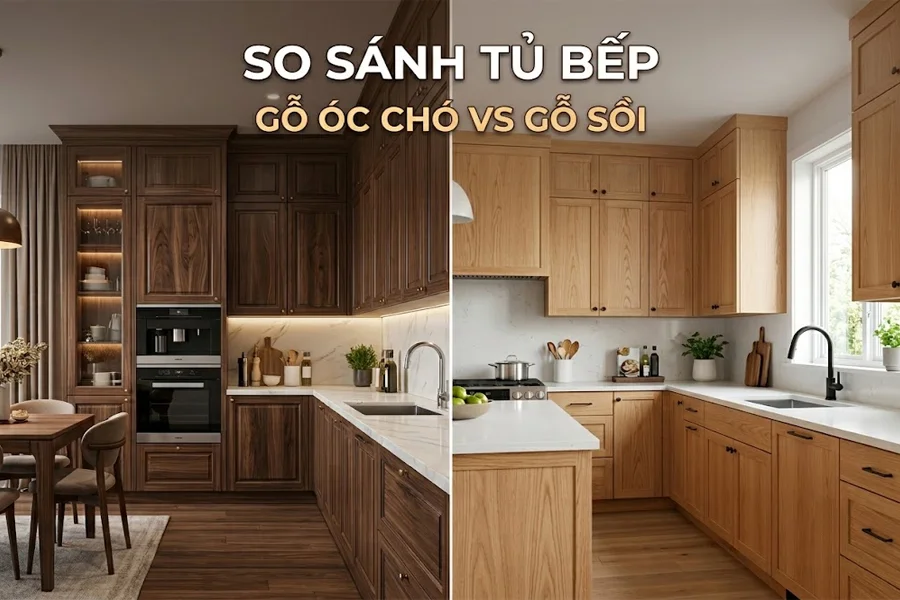 So Sánh Tủ Bếp Gỗ Óc Chó Và Gỗ Sồi: Lựa Chọn Nào Phù Hợp?