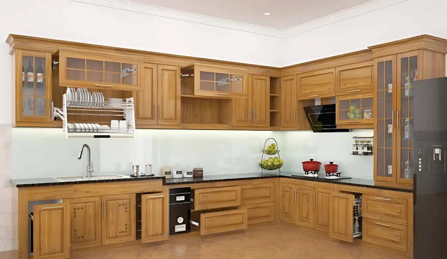 Tuổi thọ tủ bếp gỗ sồi từ 15&ndash;20 năm sử dụng ổn định