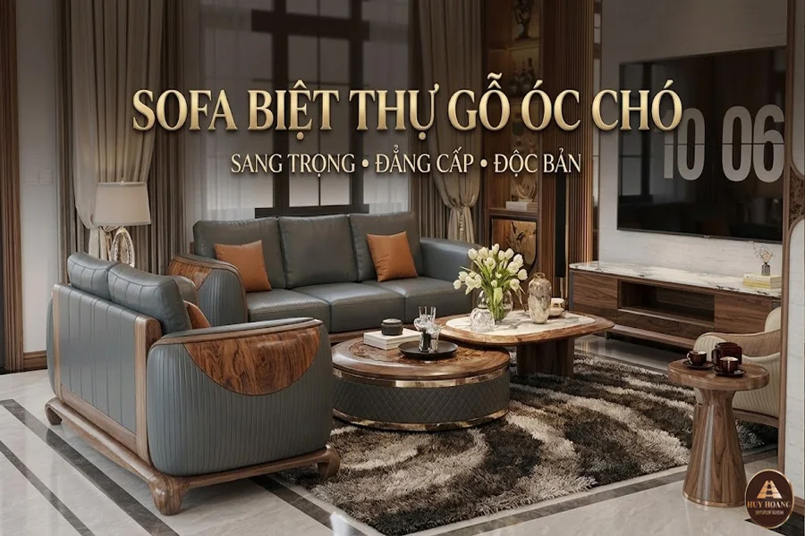 Sofa gỗ &oacute;c ch&oacute; biệt thự l&agrave; điểm nhấn ho&agrave;n hảo kiến tạo kh&ocirc;ng gian sống đẳng cấp v&agrave; kh&aacute;c biệt