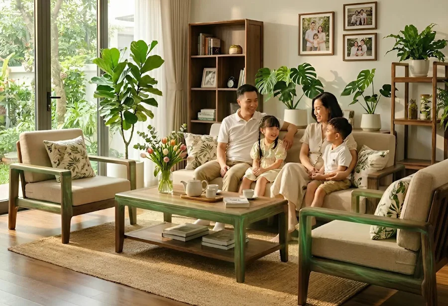 Chất liệu gỗ &oacute;c ch&oacute; g&oacute;p phần tạo cảm gi&aacute;c b&igrave;nh an v&agrave; h&agrave;i h&ograve;a phong thủy