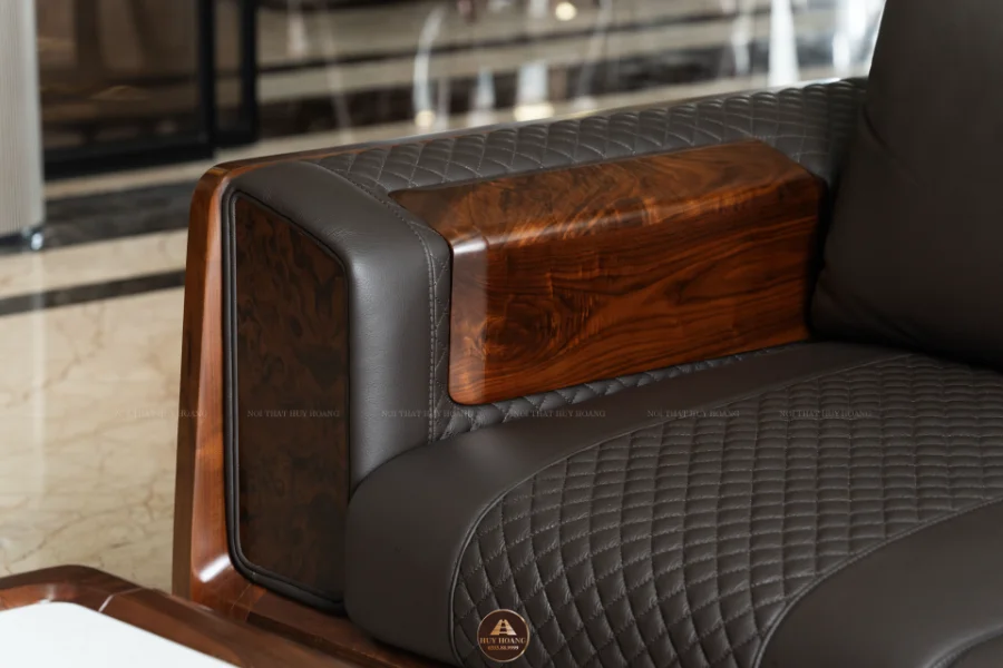 M&agrave;u sắc trầm ấm v&agrave; hệ v&acirc;n gỗ mềm mại của sofa gỗ &oacute;c ch&oacute; nguy&ecirc;n khối