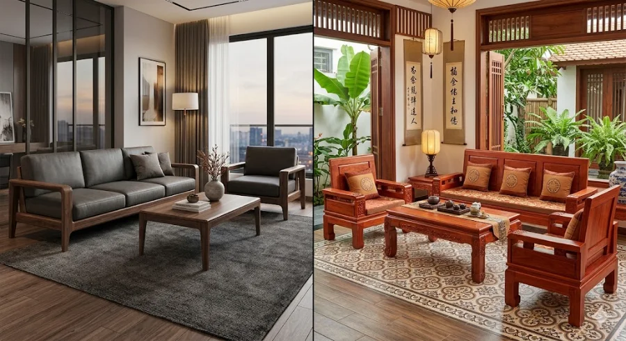 n&ecirc;n chọn sofa gỗ &oacute;c ch&oacute; hay gỗ g&otilde; đỏ