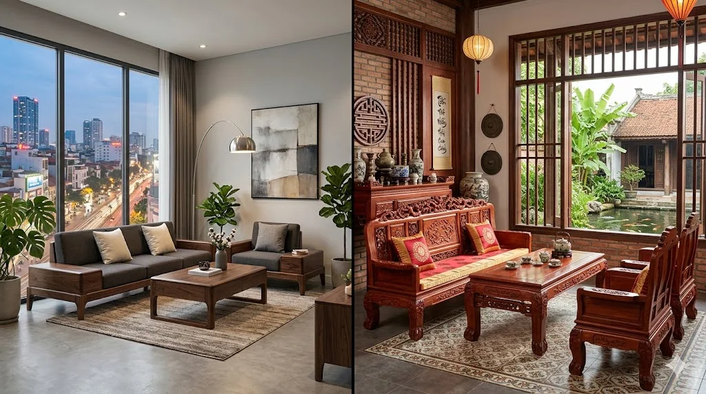 So Sánh Sofa Gỗ Óc Chó Và Gỗ Hương Đá: Lựa Chọn Nào Hoàn Hảo?