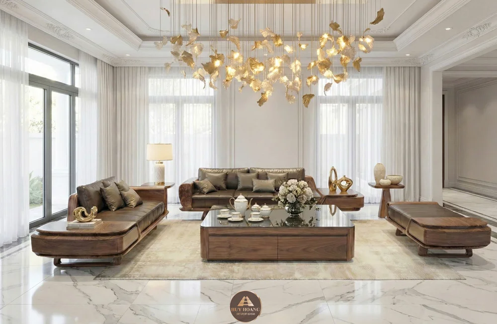 bộ sofa gỗ &oacute;c ch&oacute; phong c&aacute;ch hiện đại